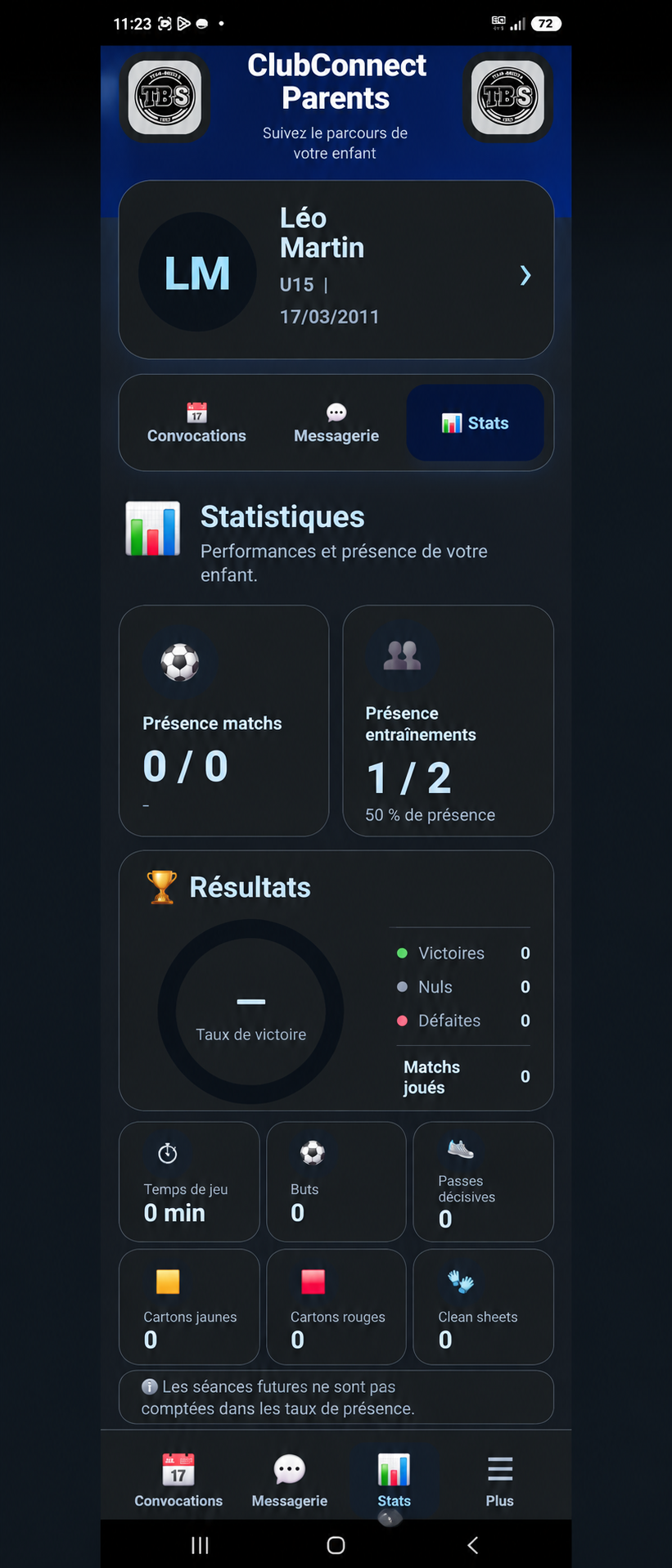 ClubConnect Parents sur mobile